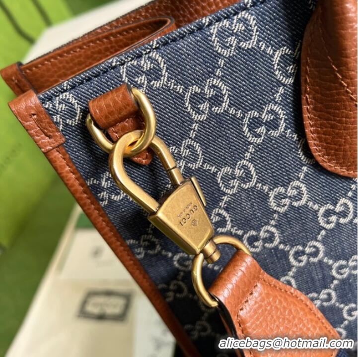 Top Quality Gucci Medium tote with Interlocking denim G 674155 Blue