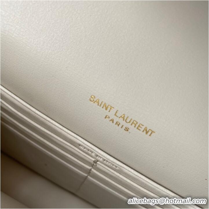 Low Cost Yves Saint Laurent SUNSET MEDIUM CHAIN BAG IN SMOOTH LEATHER 442906 white