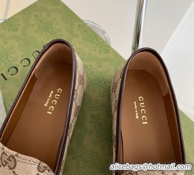 Duplicate Gucci Tiger GG Canvas Flat Loafers Brown 041326