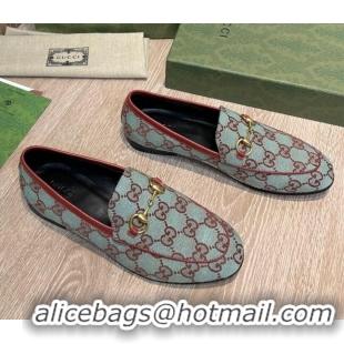 Sumptuous Gucci GG Canvas Flat Loafers Blue/Brown 041327