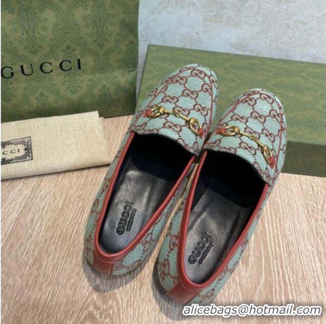 Sumptuous Gucci GG Canvas Flat Loafers Blue/Brown 041327