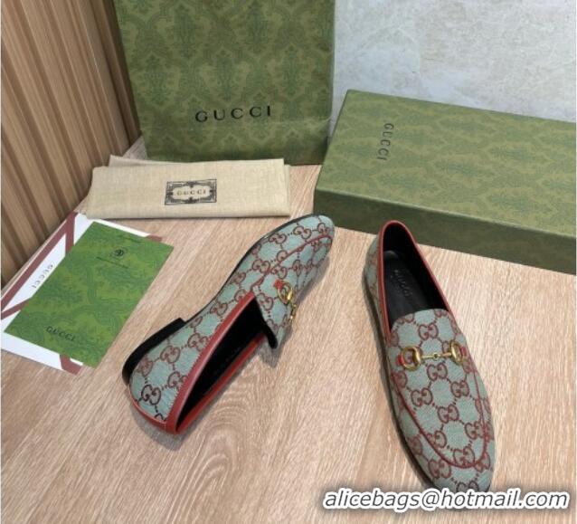 Sumptuous Gucci GG Canvas Flat Loafers Blue/Brown 041327