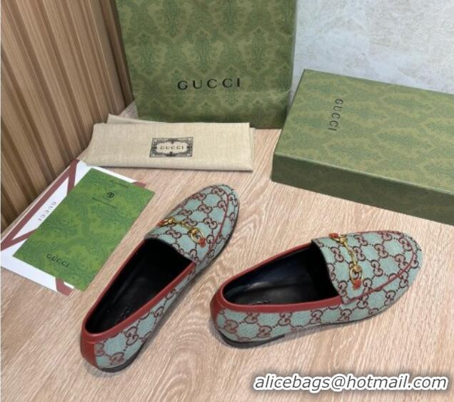 Sumptuous Gucci GG Canvas Flat Loafers Blue/Brown 041327