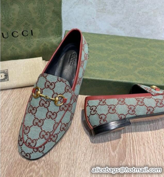 Sumptuous Gucci GG Canvas Flat Loafers Blue/Brown 041327