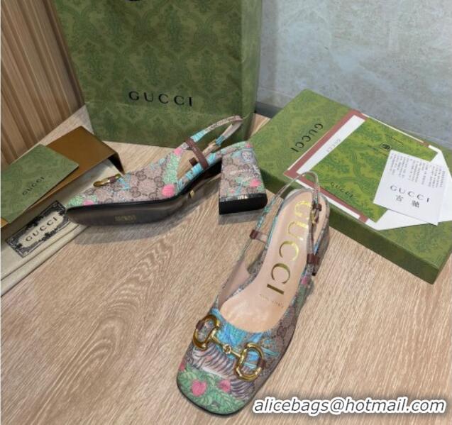 Low Cost Gucci Tiger GG Canvas Slingback Pumps 7.5cm 041334