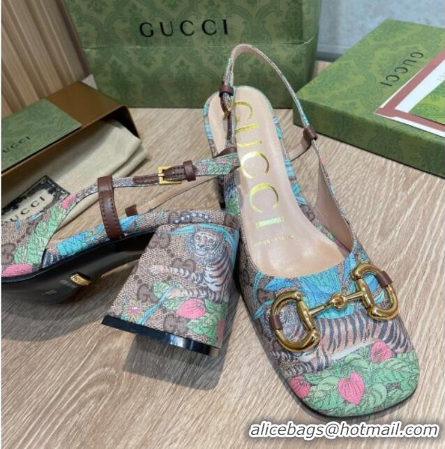 Low Cost Gucci Tiger GG Canvas Slingback Pumps 7.5cm 041334