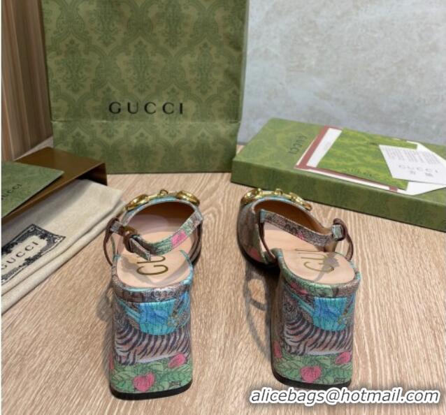 Low Cost Gucci Tiger GG Canvas Slingback Pumps 7.5cm 041334