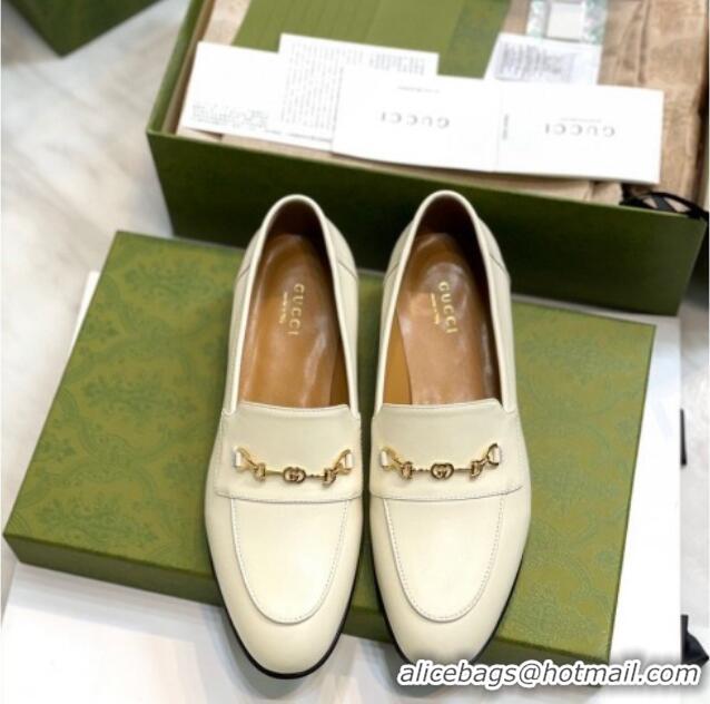 Top Grade Gucci Leather Loafers with Horsebit White 658268