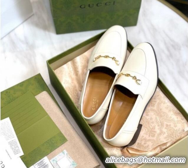 Top Grade Gucci Leather Loafers with Horsebit White 658268