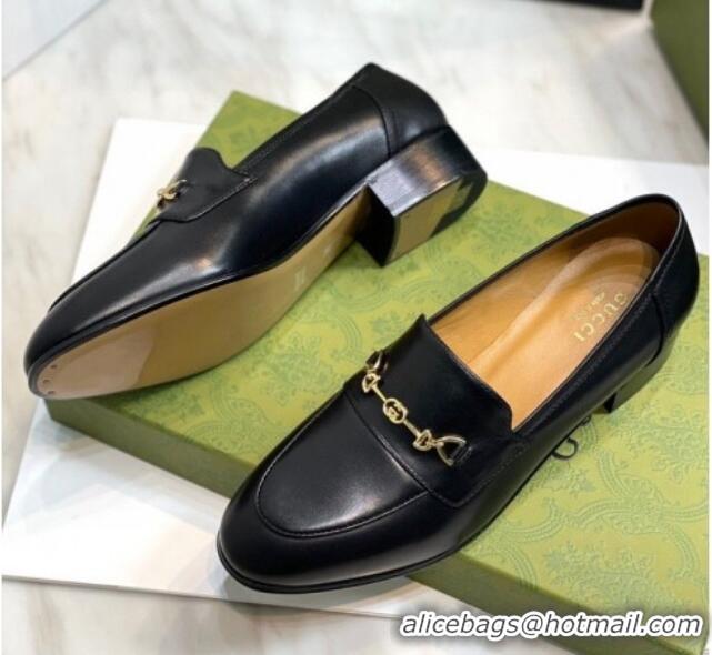 Perfect Gucci Leather Loafers with Horsebit Black 658268