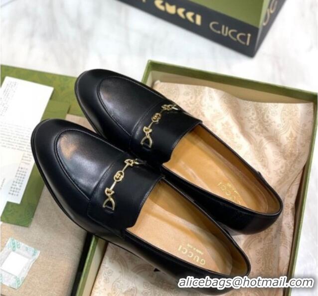 Perfect Gucci Leather Loafers with Horsebit Black 658268