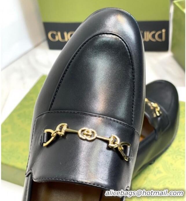 Perfect Gucci Leather Loafers with Horsebit Black 658268