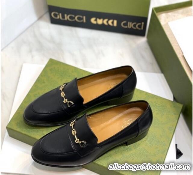 Perfect Gucci Leather Loafers with Horsebit Black 658268