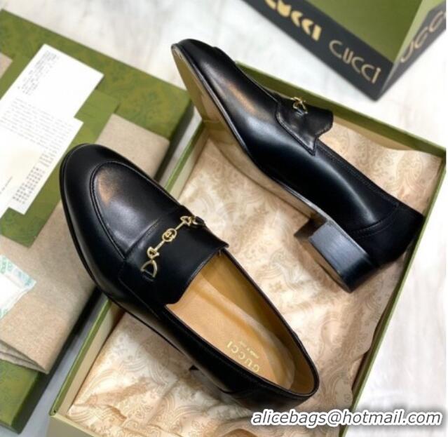 Perfect Gucci Leather Loafers with Horsebit Black 658268