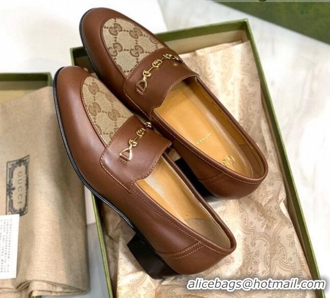 Sumptuous Gucci GG Canvas Loafers with Horsebit Brown 658268