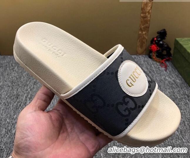 Best Grade Gucci Off The Grid GG Nylon Flat Slide Sandals Grey 042293