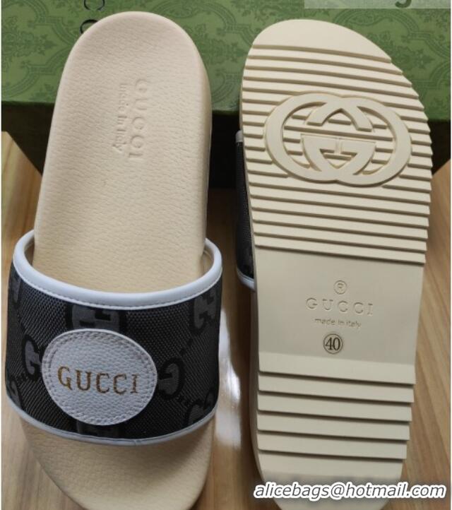 Best Grade Gucci Off The Grid GG Nylon Flat Slide Sandals Grey 042293