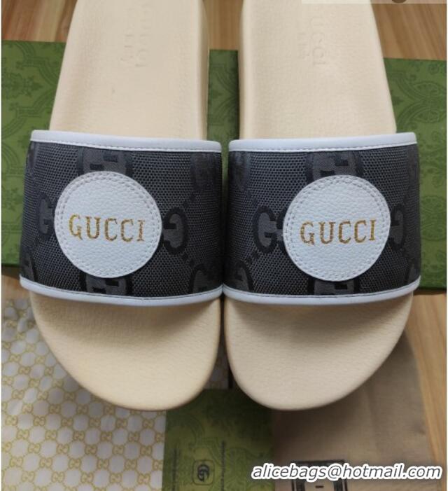 Best Grade Gucci Off The Grid GG Nylon Flat Slide Sandals Grey 042293