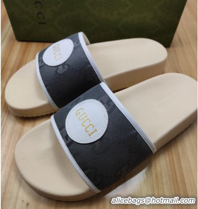 Best Grade Gucci Off The Grid GG Nylon Flat Slide Sandals Grey 042293