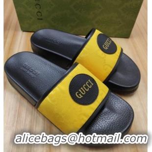 Stylish Gucci Off The Grid GG Nylon Flat Slide Sandals Yellow 042294