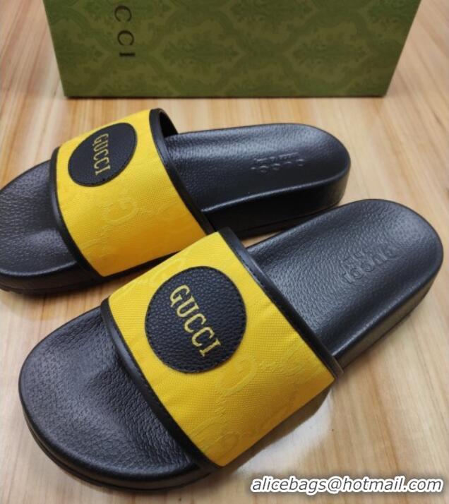 Stylish Gucci Off The Grid GG Nylon Flat Slide Sandals Yellow 042294