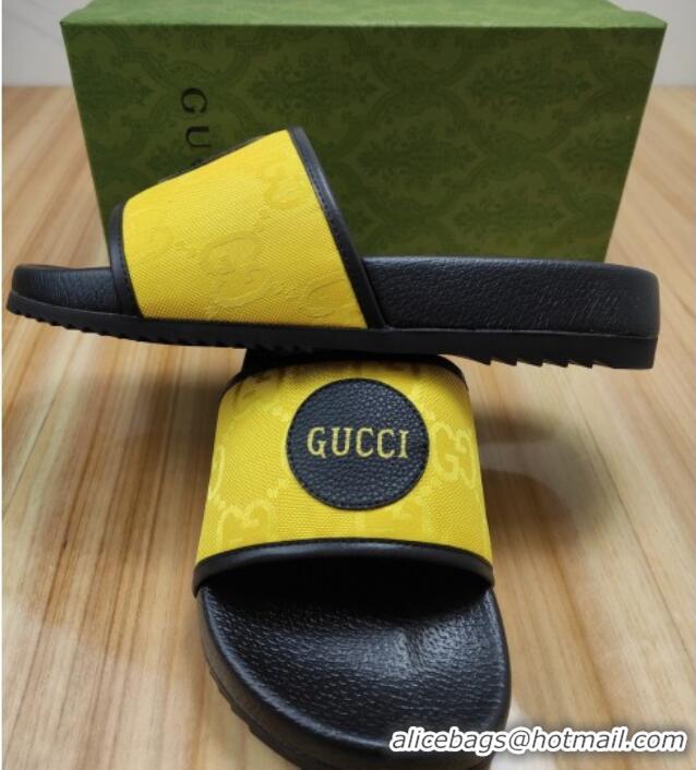 Stylish Gucci Off The Grid GG Nylon Flat Slide Sandals Yellow 042294