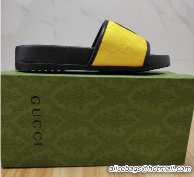 Stylish Gucci Off The Grid GG Nylon Flat Slide Sandals Yellow 042294