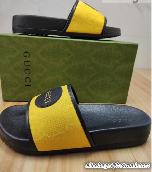 Stylish Gucci Off The Grid GG Nylon Flat Slide Sandals Yellow 042294