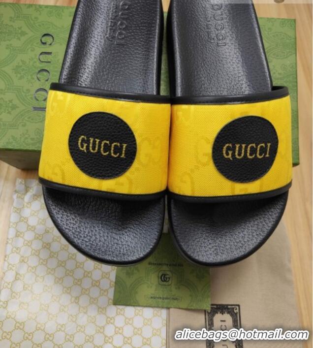 Stylish Gucci Off The Grid GG Nylon Flat Slide Sandals Yellow 042294