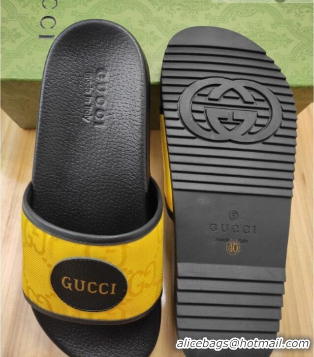 Stylish Gucci Off The Grid GG Nylon Flat Slide Sandals Yellow 042294