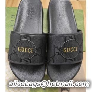 Cheap Price Gucci Off The Grid GG Nylon Flat Slide Sandals Black 042295