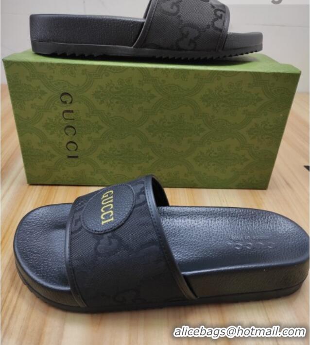 Cheap Price Gucci Off The Grid GG Nylon Flat Slide Sandals Black 042295