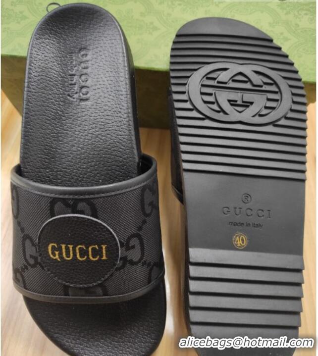 Cheap Price Gucci Off The Grid GG Nylon Flat Slide Sandals Black 042295