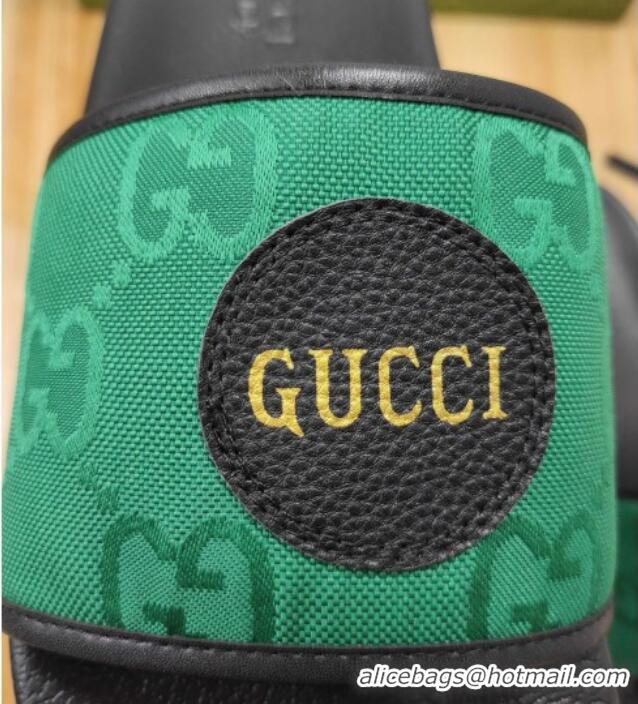 Popular Style Gucci Off The Grid GG Nylon Flat Slide Sandals Green 042296