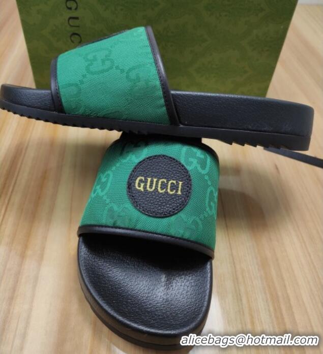 Popular Style Gucci Off The Grid GG Nylon Flat Slide Sandals Green 042296