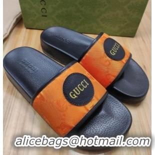 Best Price Gucci Off The Grid GG Nylon Flat Slide Sandals Orange 042297