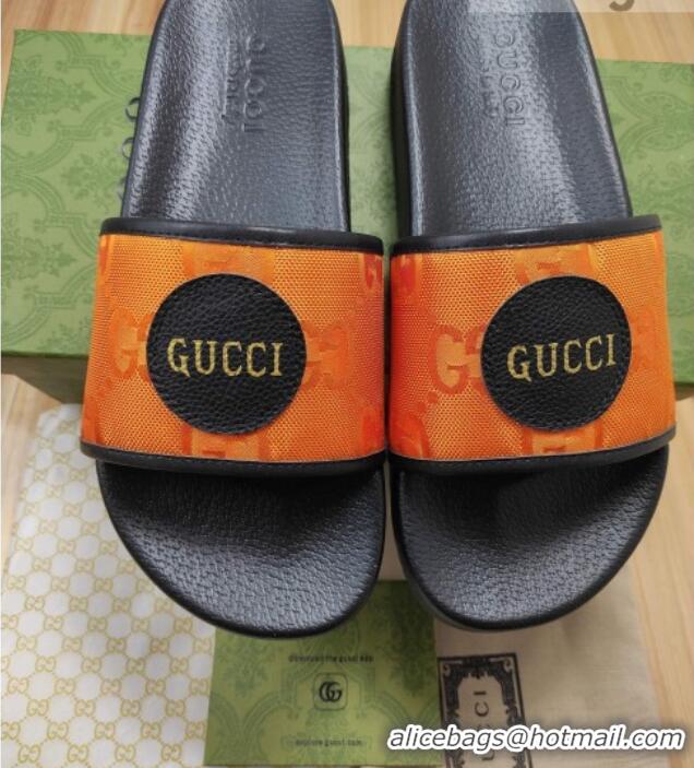 Best Price Gucci Off The Grid GG Nylon Flat Slide Sandals Orange 042297