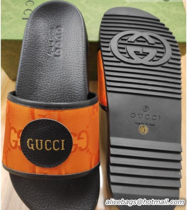 Best Price Gucci Off The Grid GG Nylon Flat Slide Sandals Orange 042297