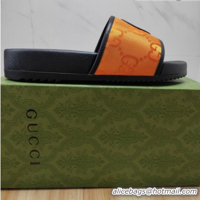 Best Price Gucci Off The Grid GG Nylon Flat Slide Sandals Orange 042297