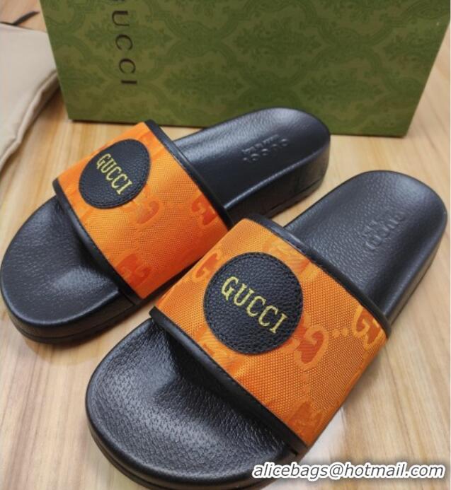 Best Price Gucci Off The Grid GG Nylon Flat Slide Sandals Orange 042297