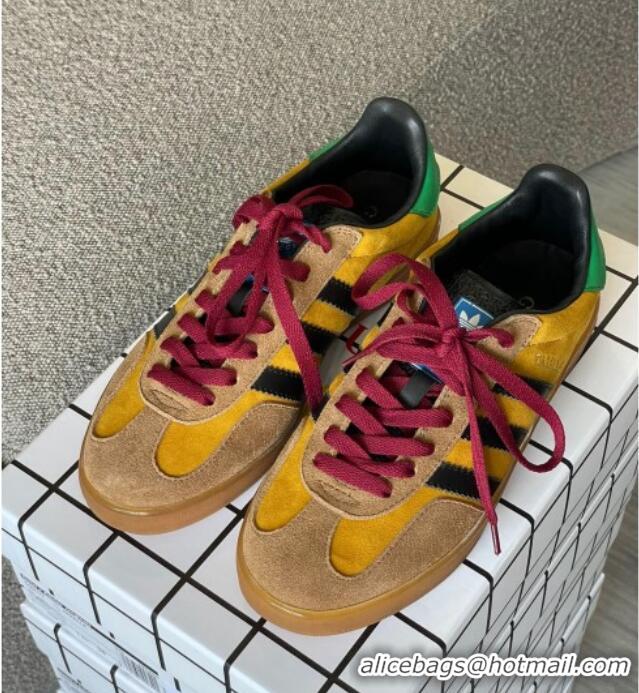 Low Cost Gucci x Adidas Gazelle Suede Sneakers Yellow 0422107