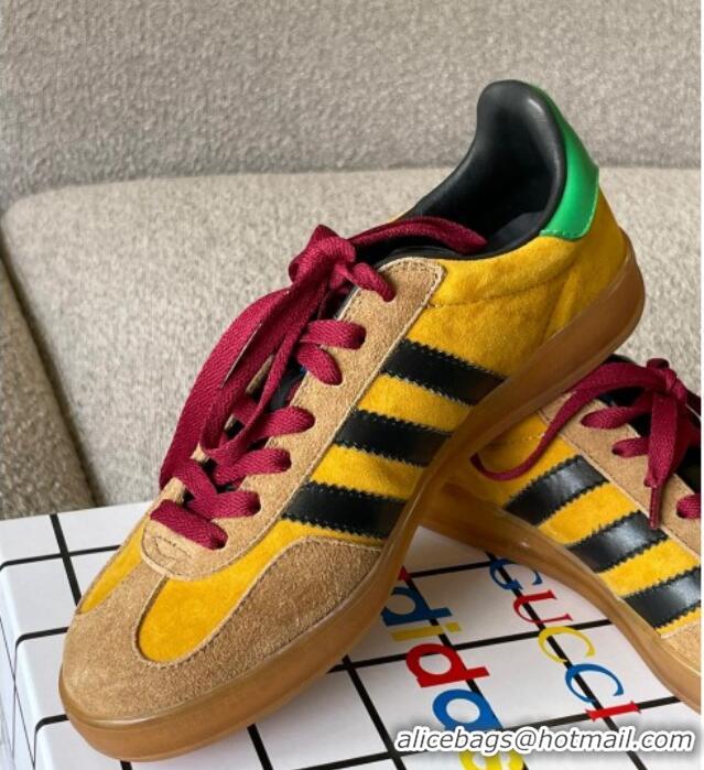 Low Cost Gucci x Adidas Gazelle Suede Sneakers Yellow 0422107