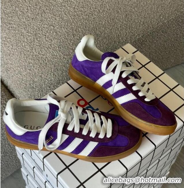 1:1 aaaaa Gucci x Adidas Gazelle Suede Sneakers Purple 0422108