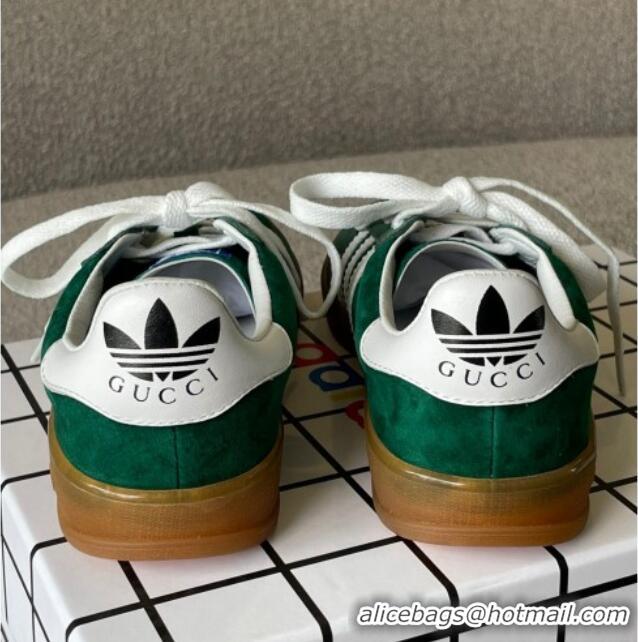 Luxury Cheap Gucci x Adidas Gazelle Suede Sneakers Green 0422109