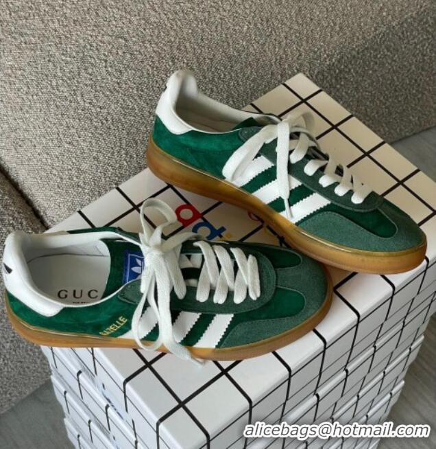 Luxury Cheap Gucci x Adidas Gazelle Suede Sneakers Green 0422109