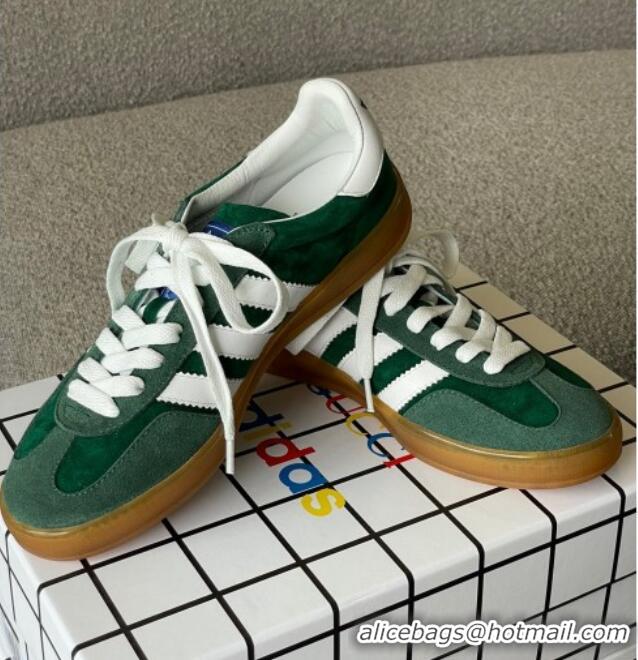 Luxury Cheap Gucci x Adidas Gazelle Suede Sneakers Green 0422109