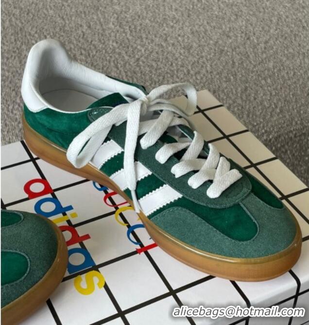 Luxury Cheap Gucci x Adidas Gazelle Suede Sneakers Green 0422109