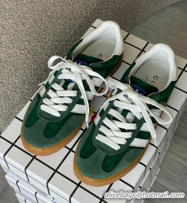 Luxury Cheap Gucci x Adidas Gazelle Suede Sneakers Green 0422109