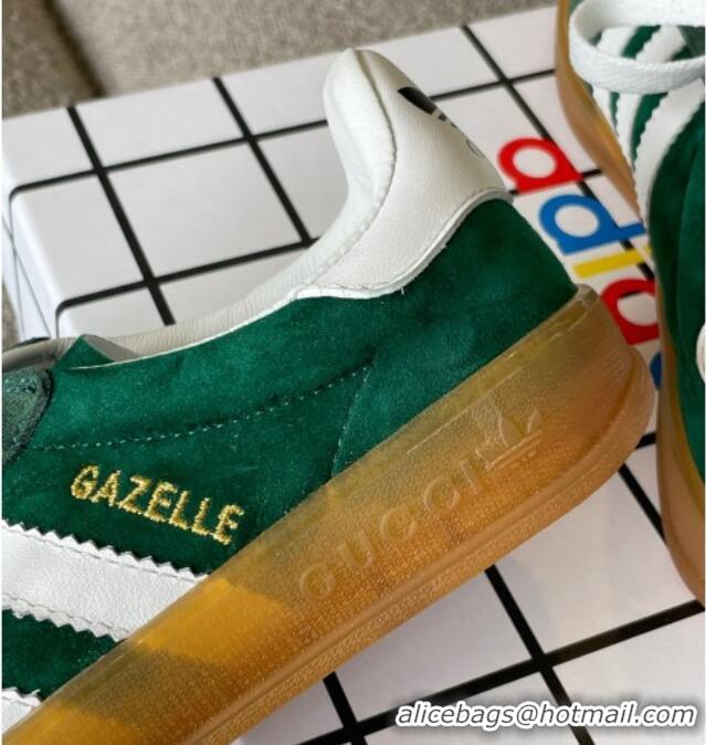 Luxury Cheap Gucci x Adidas Gazelle Suede Sneakers Green 0422109