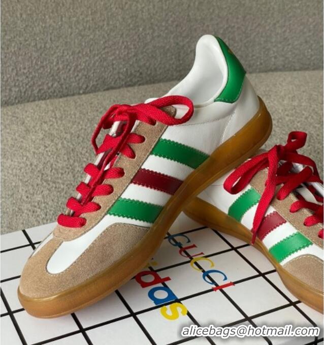 Feminine Gucci x Adidas Gazelle Suede Sneakers White 0422110